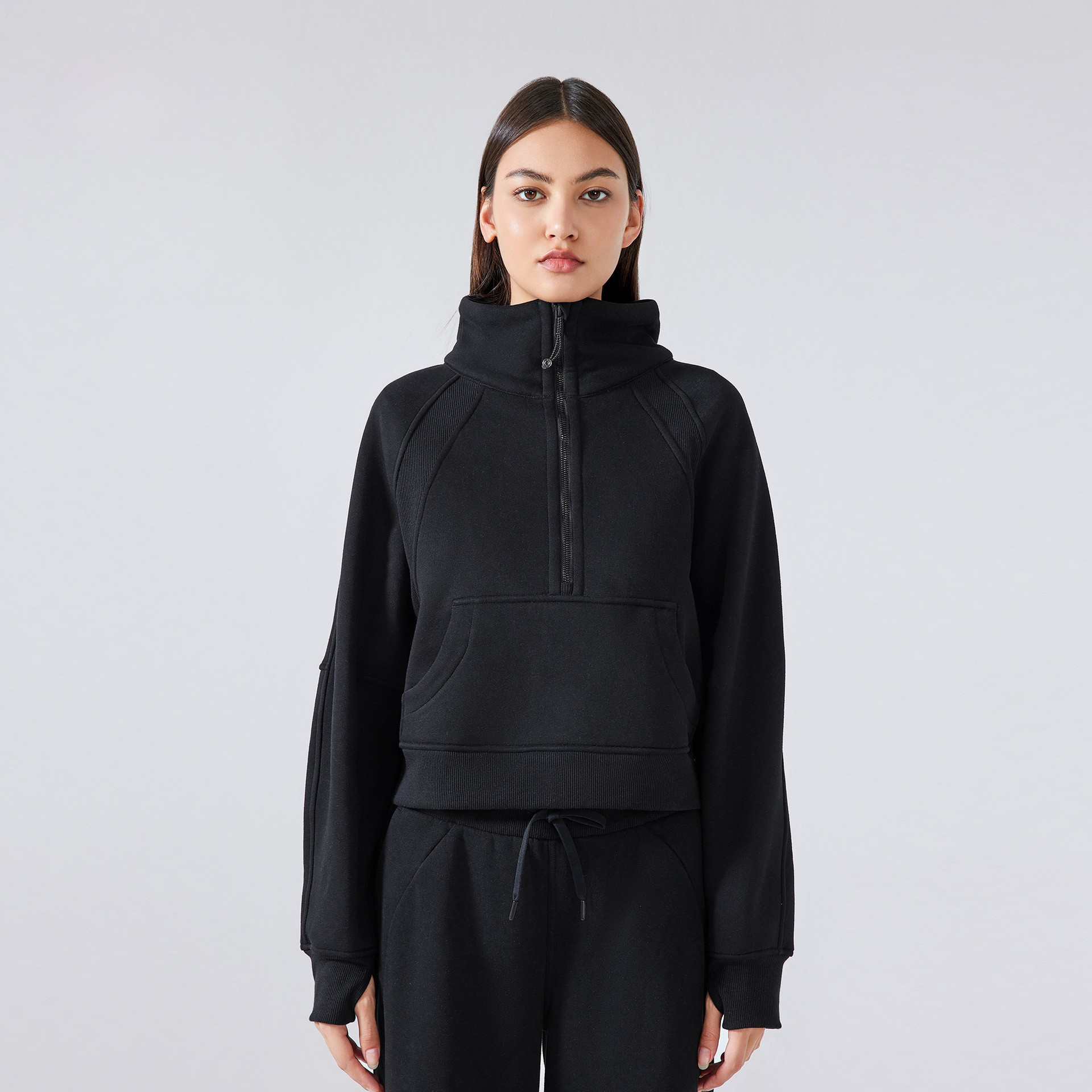 Half-Zip Stand Collar Fleece Pullover