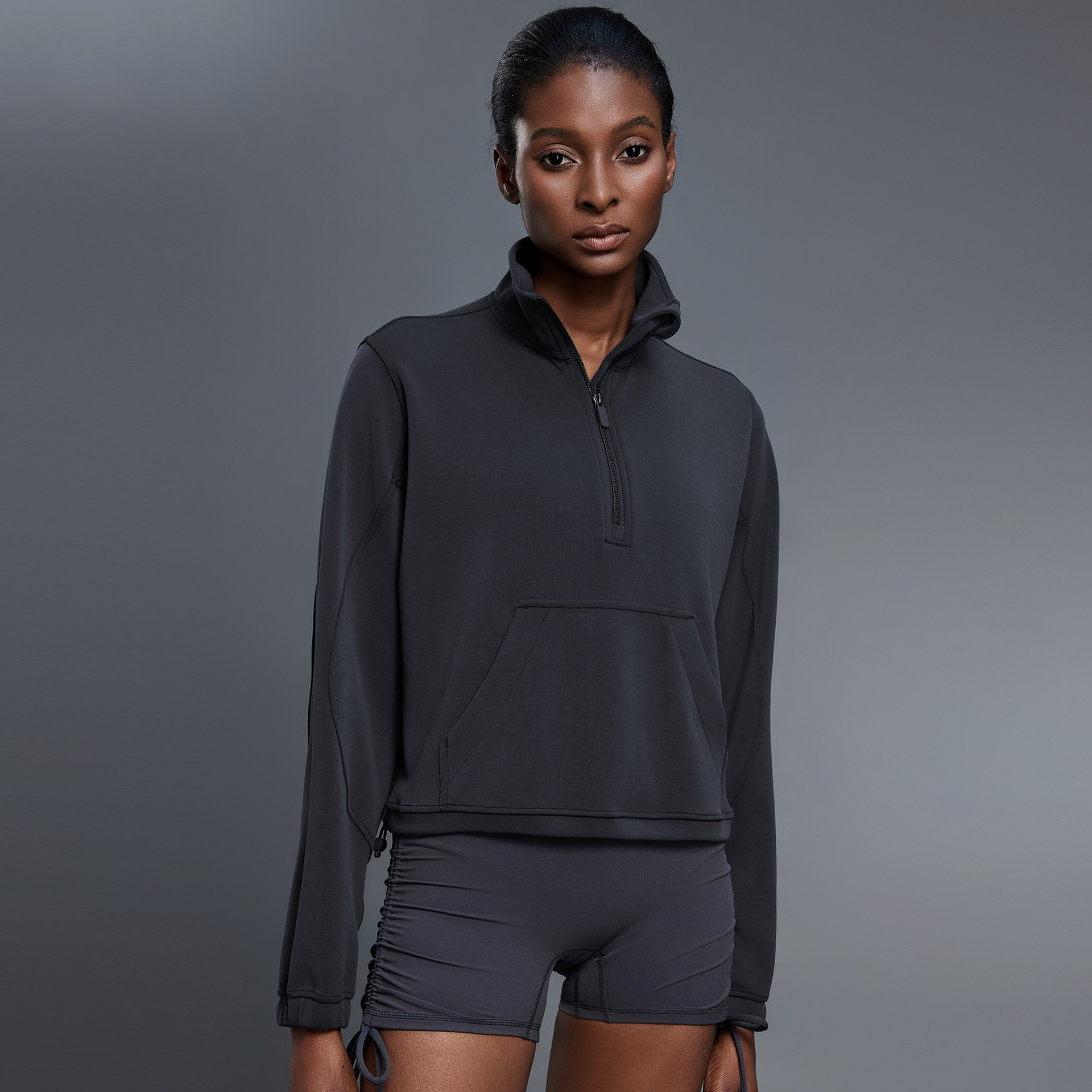 Half-Zip Drawstring Hem Sweatshirt