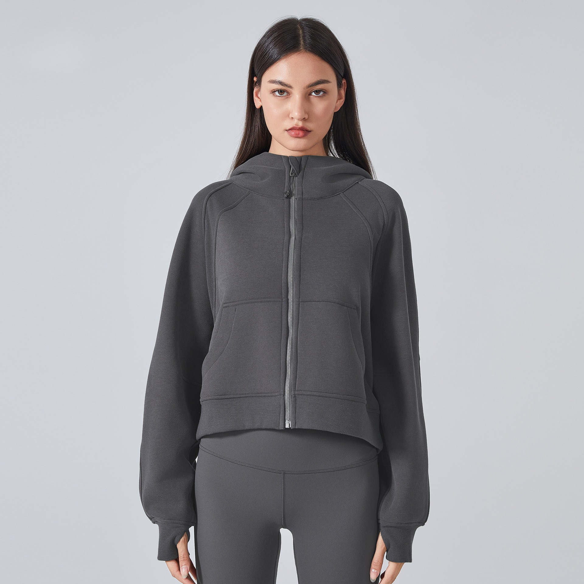 Velvet Hooded Zip Jacket