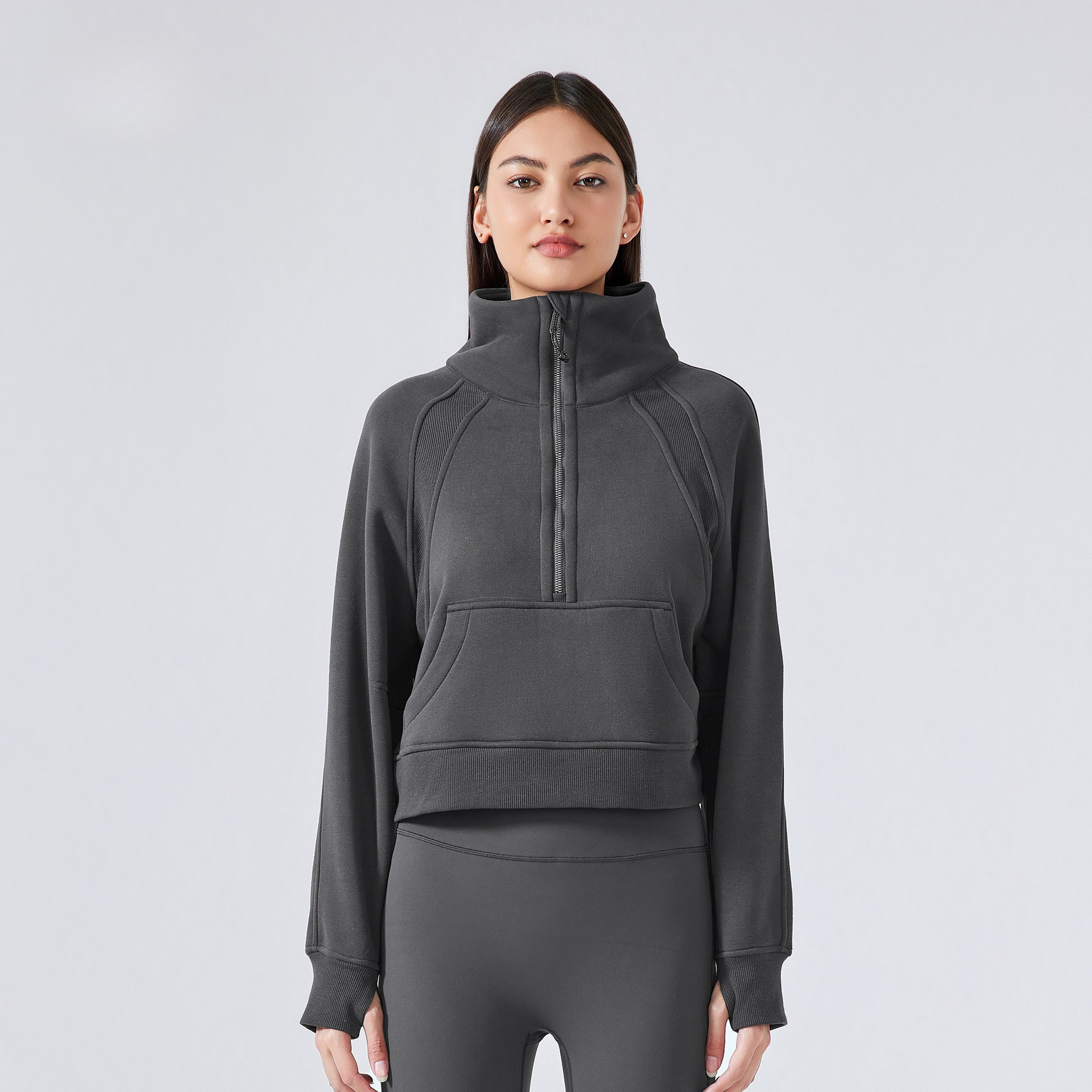 Half-Zip Stand Collar Fleece Pullover