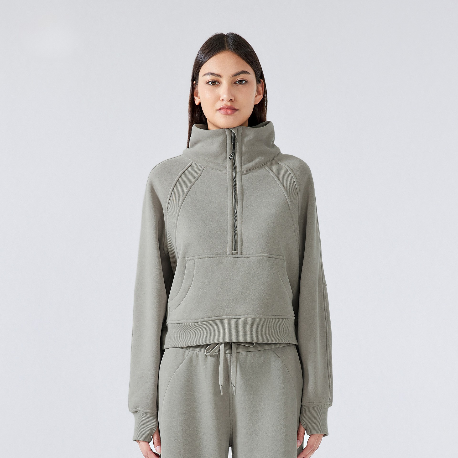 Half-Zip Stand Collar Fleece Pullover