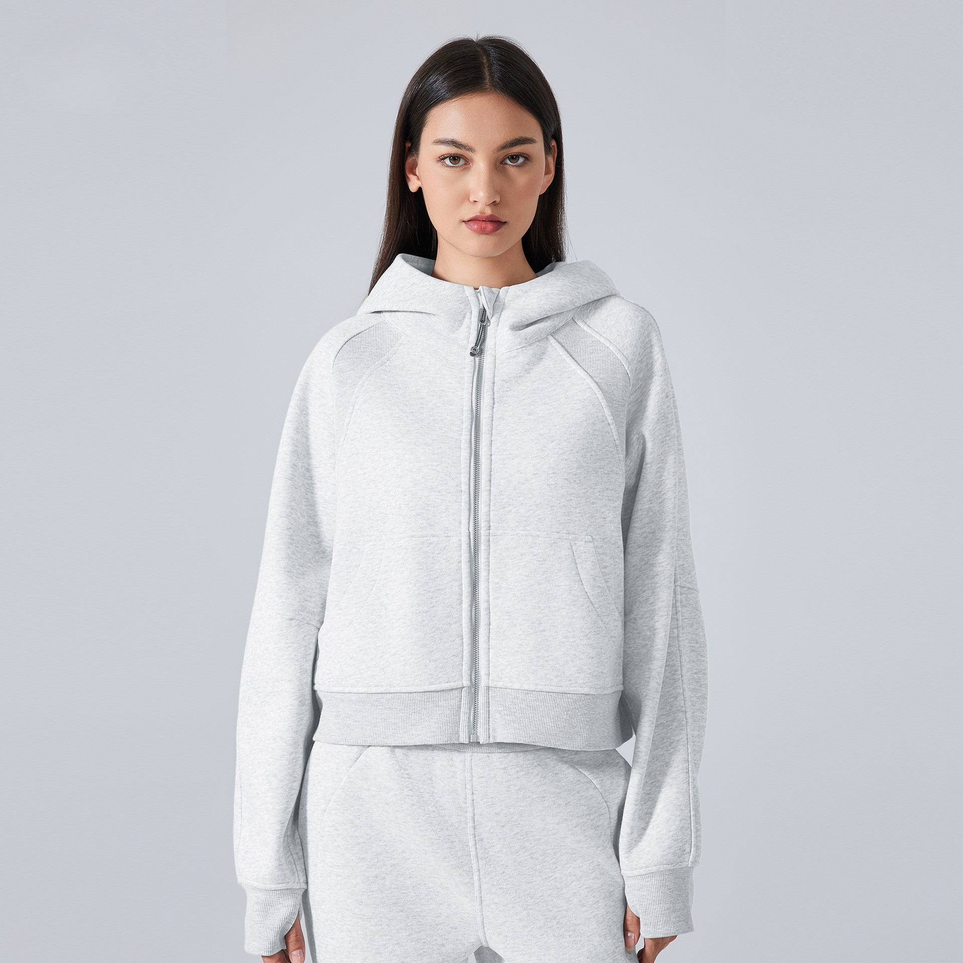 Velvet Hooded Zip Jacket