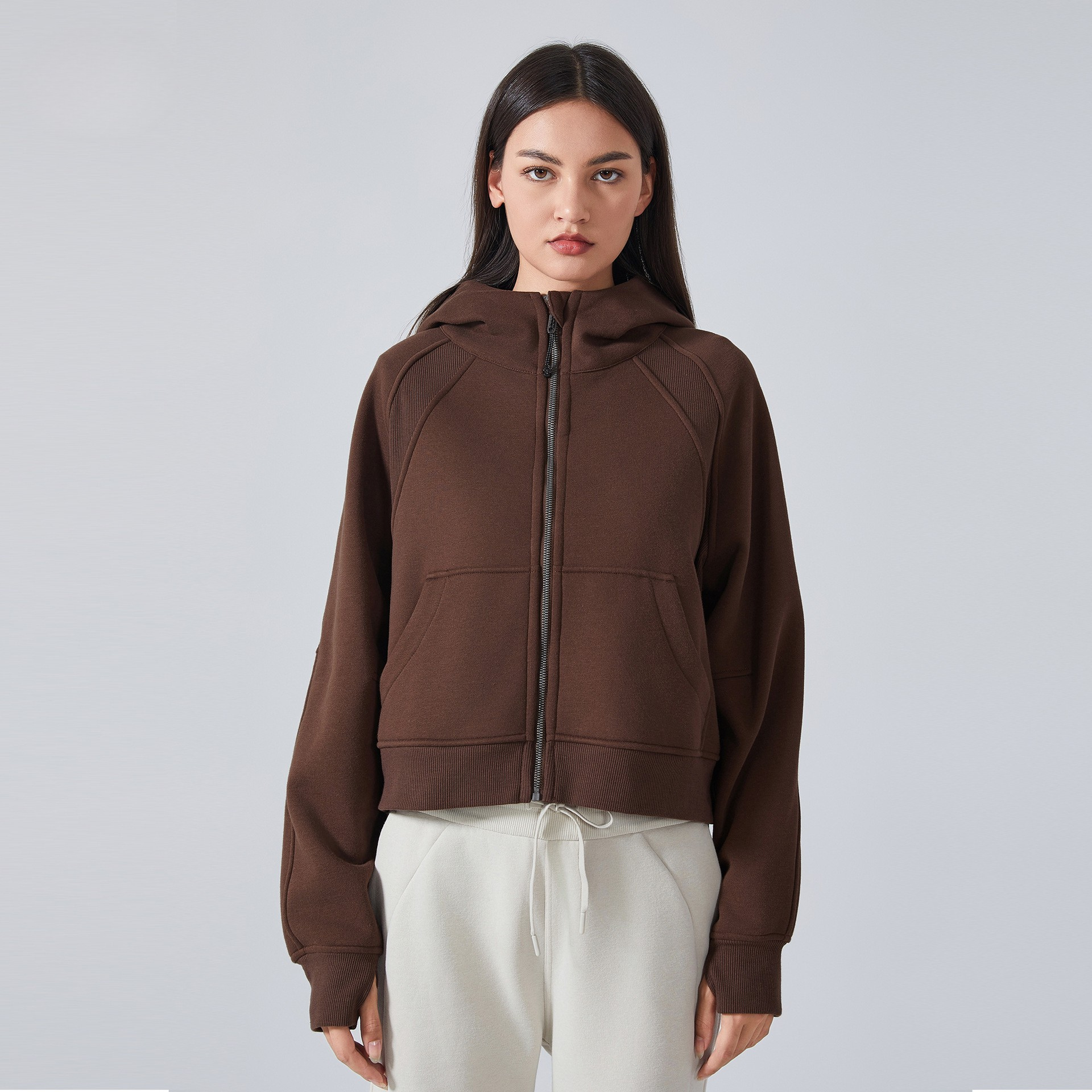 Velvet Hooded Zip Jacket