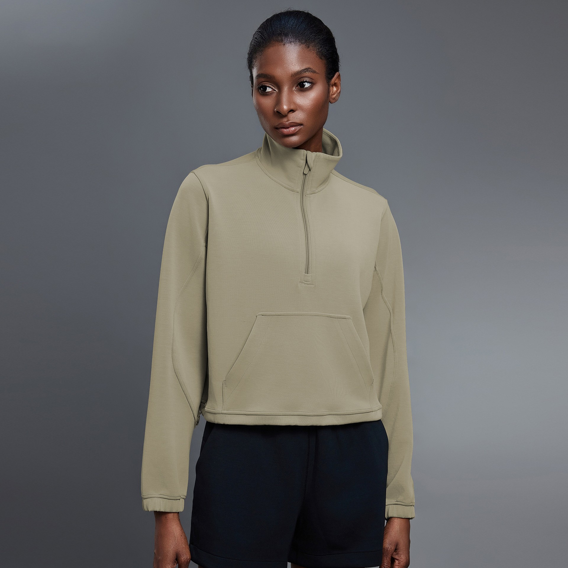 Half-Zip Drawstring Hem Sweatshirt