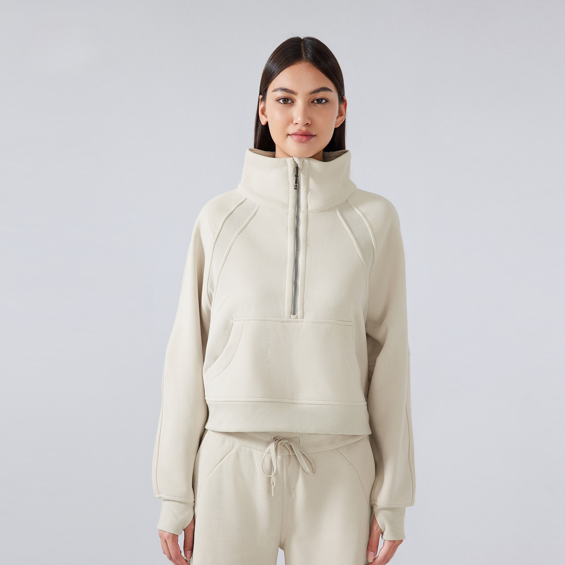 Half-Zip Stand Collar Fleece Pullover