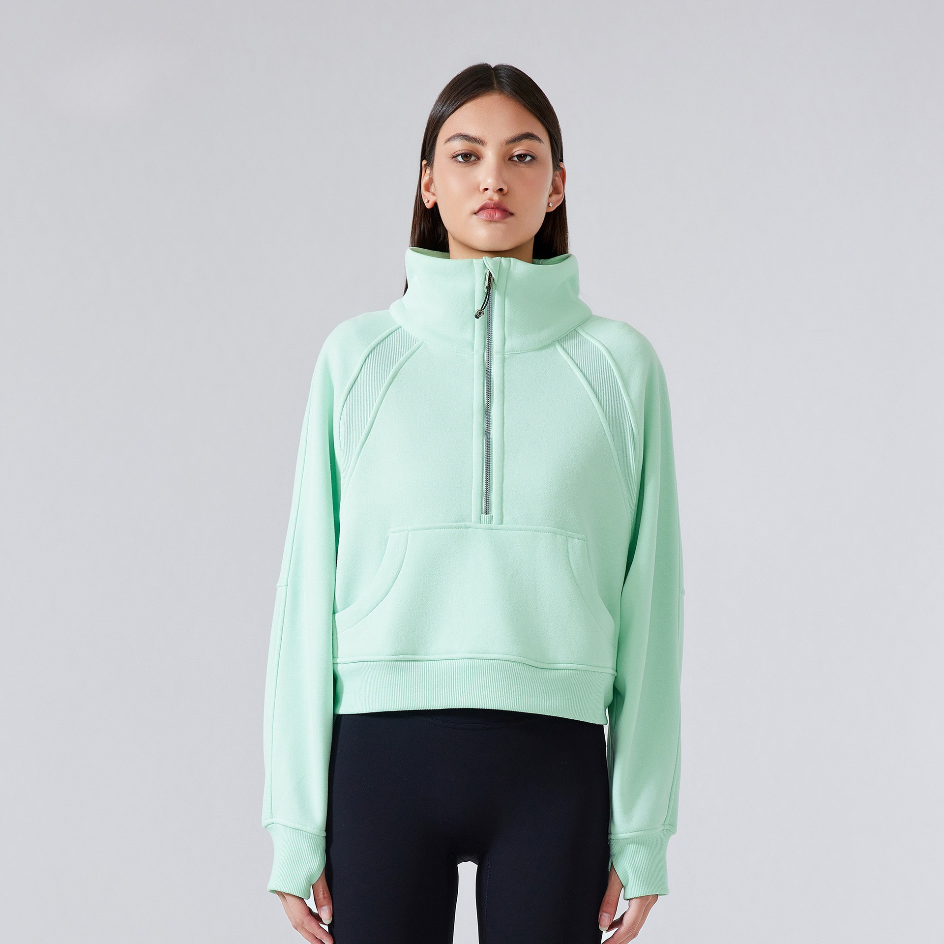 Half-Zip Stand Collar Fleece Pullover