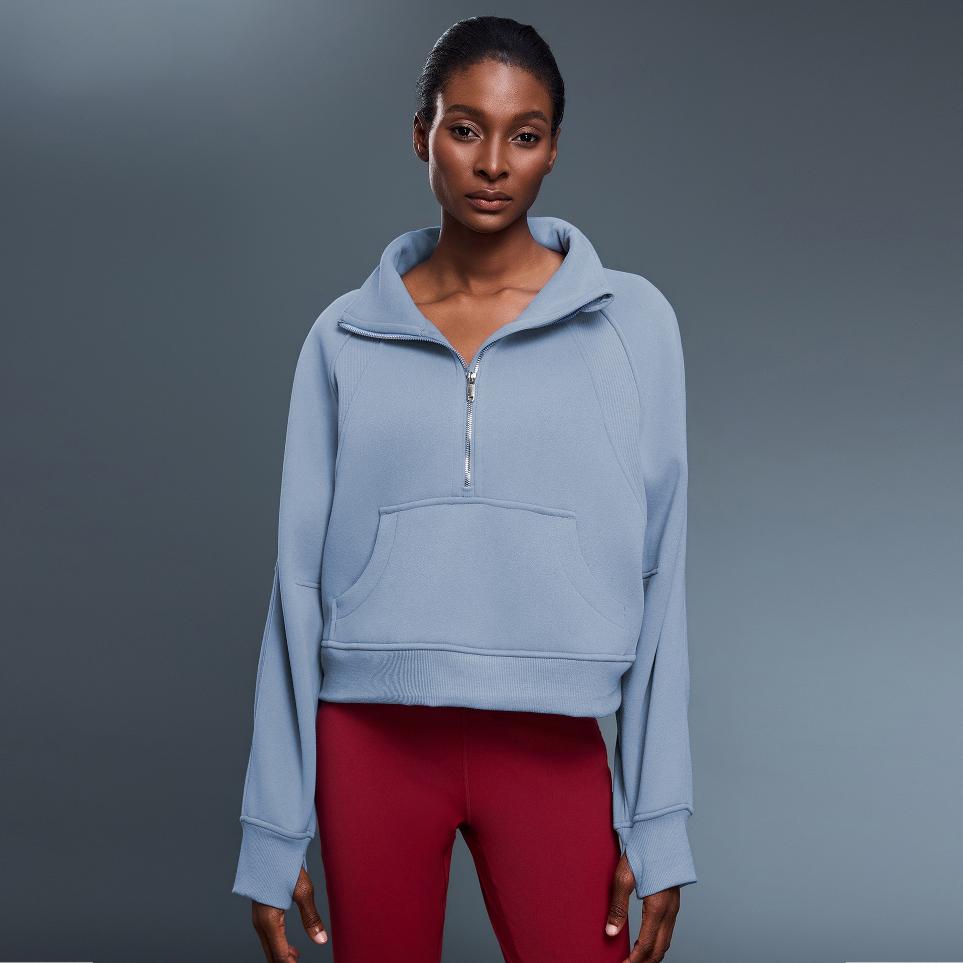 Half-Zip High Collar Pullover