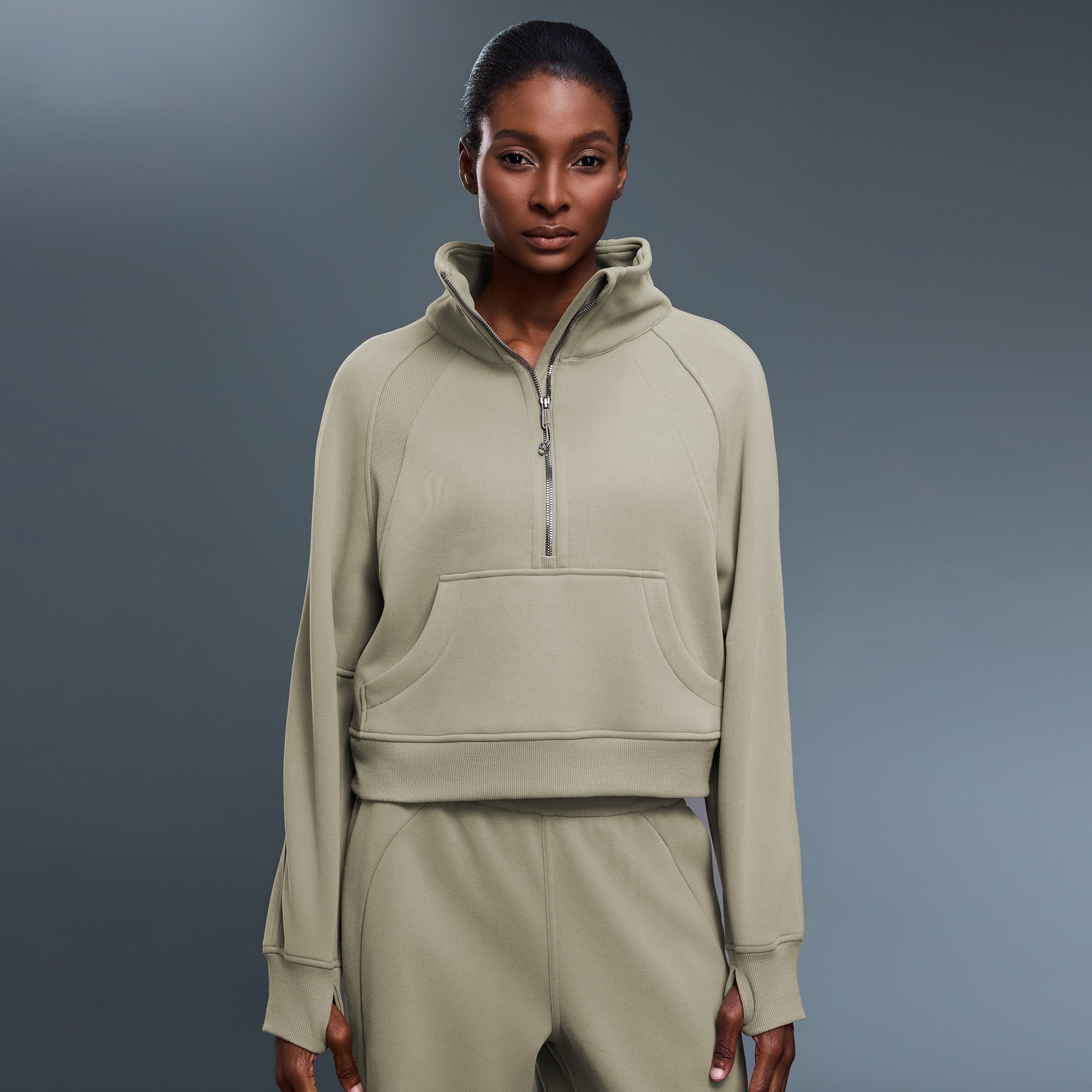 Half-Zip High Collar Pullover