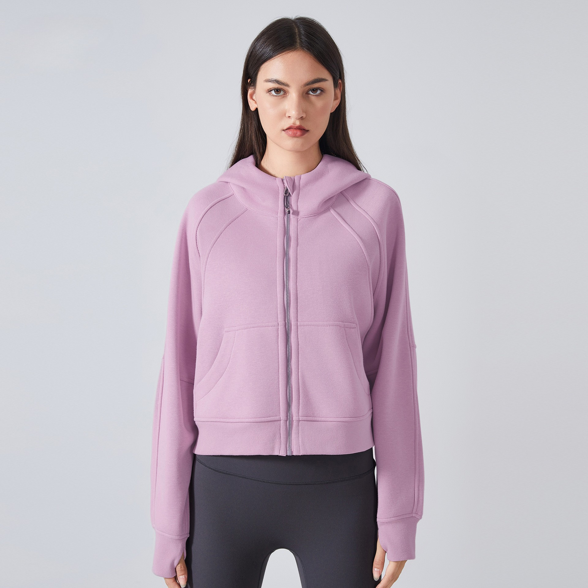 Velvet Hooded Zip Jacket